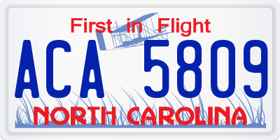 NC license plate ACA5809