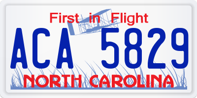 NC license plate ACA5829