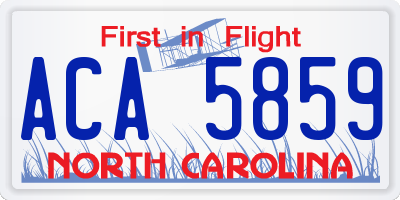 NC license plate ACA5859