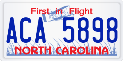 NC license plate ACA5898