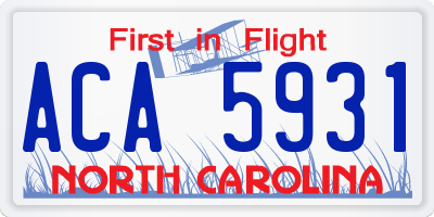 NC license plate ACA5931