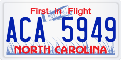 NC license plate ACA5949