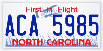 NC license plate ACA5985