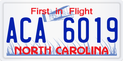 NC license plate ACA6019