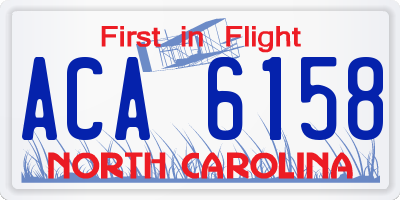NC license plate ACA6158