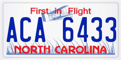NC license plate ACA6433
