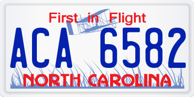 NC license plate ACA6582