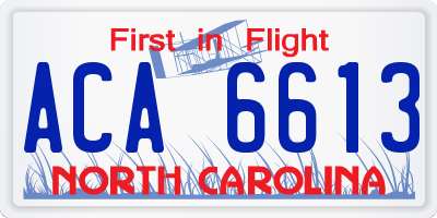 NC license plate ACA6613