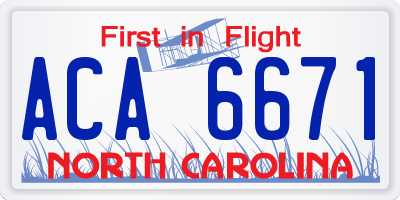 NC license plate ACA6671