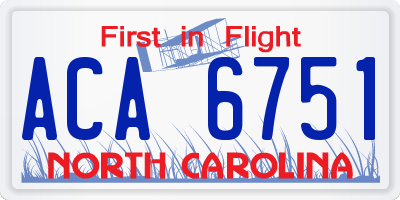 NC license plate ACA6751