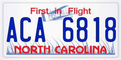 NC license plate ACA6818