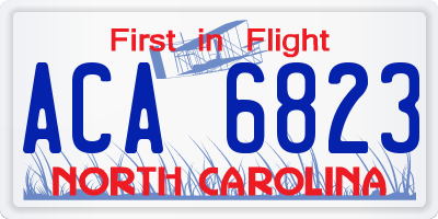 NC license plate ACA6823