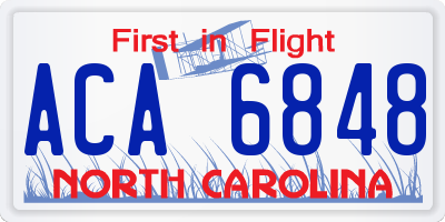 NC license plate ACA6848