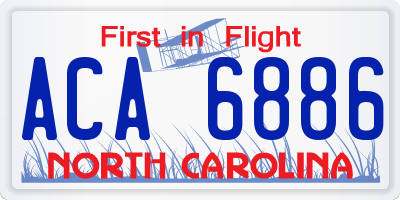 NC license plate ACA6886