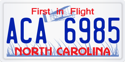 NC license plate ACA6985