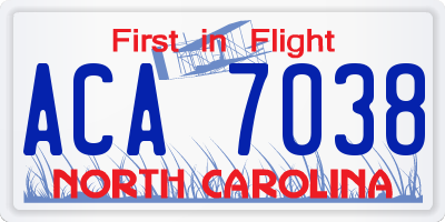 NC license plate ACA7038