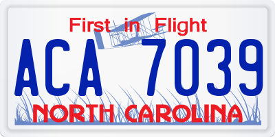 NC license plate ACA7039