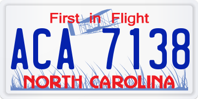 NC license plate ACA7138