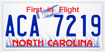 NC license plate ACA7219