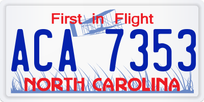 NC license plate ACA7353