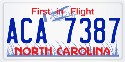 NC license plate ACA7387