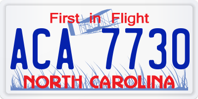 NC license plate ACA7730