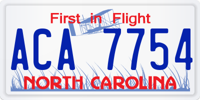 NC license plate ACA7754