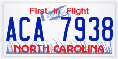 NC license plate ACA7938