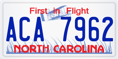NC license plate ACA7962