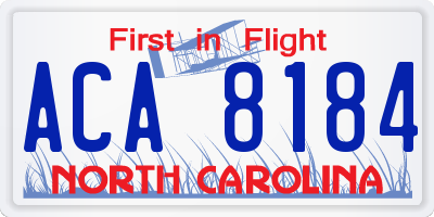 NC license plate ACA8184