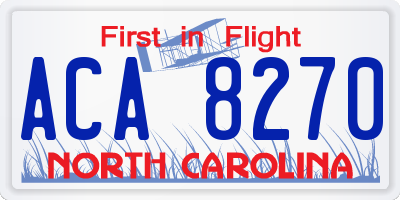 NC license plate ACA8270