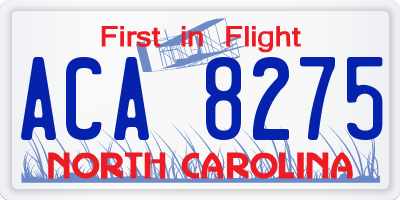 NC license plate ACA8275