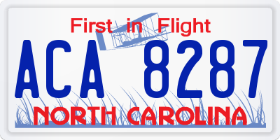 NC license plate ACA8287