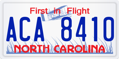 NC license plate ACA8410