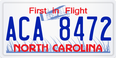 NC license plate ACA8472