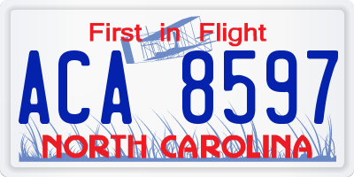 NC license plate ACA8597