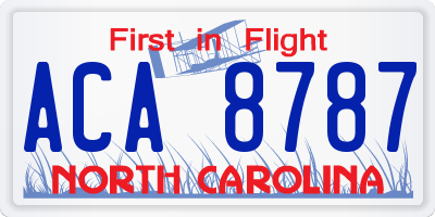 NC license plate ACA8787