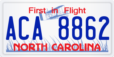 NC license plate ACA8862