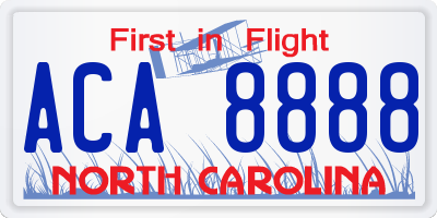 NC license plate ACA8888