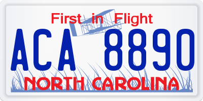 NC license plate ACA8890