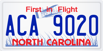 NC license plate ACA9020
