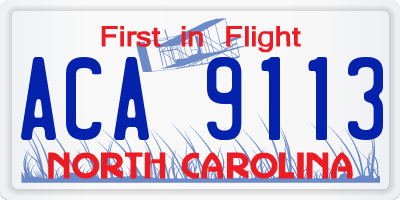 NC license plate ACA9113