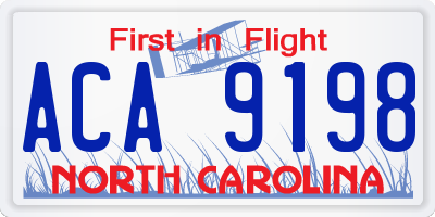 NC license plate ACA9198