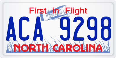 NC license plate ACA9298