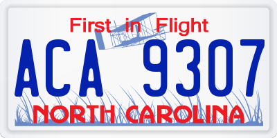 NC license plate ACA9307