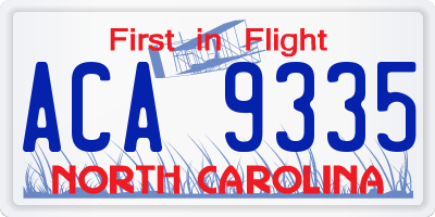 NC license plate ACA9335