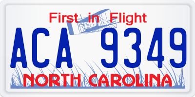NC license plate ACA9349