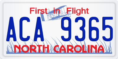 NC license plate ACA9365