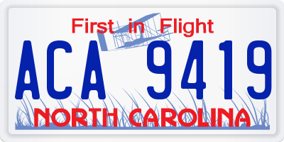 NC license plate ACA9419