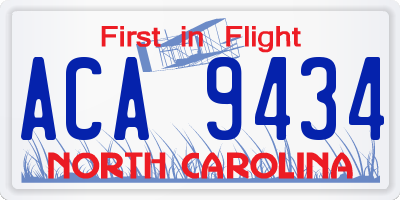NC license plate ACA9434